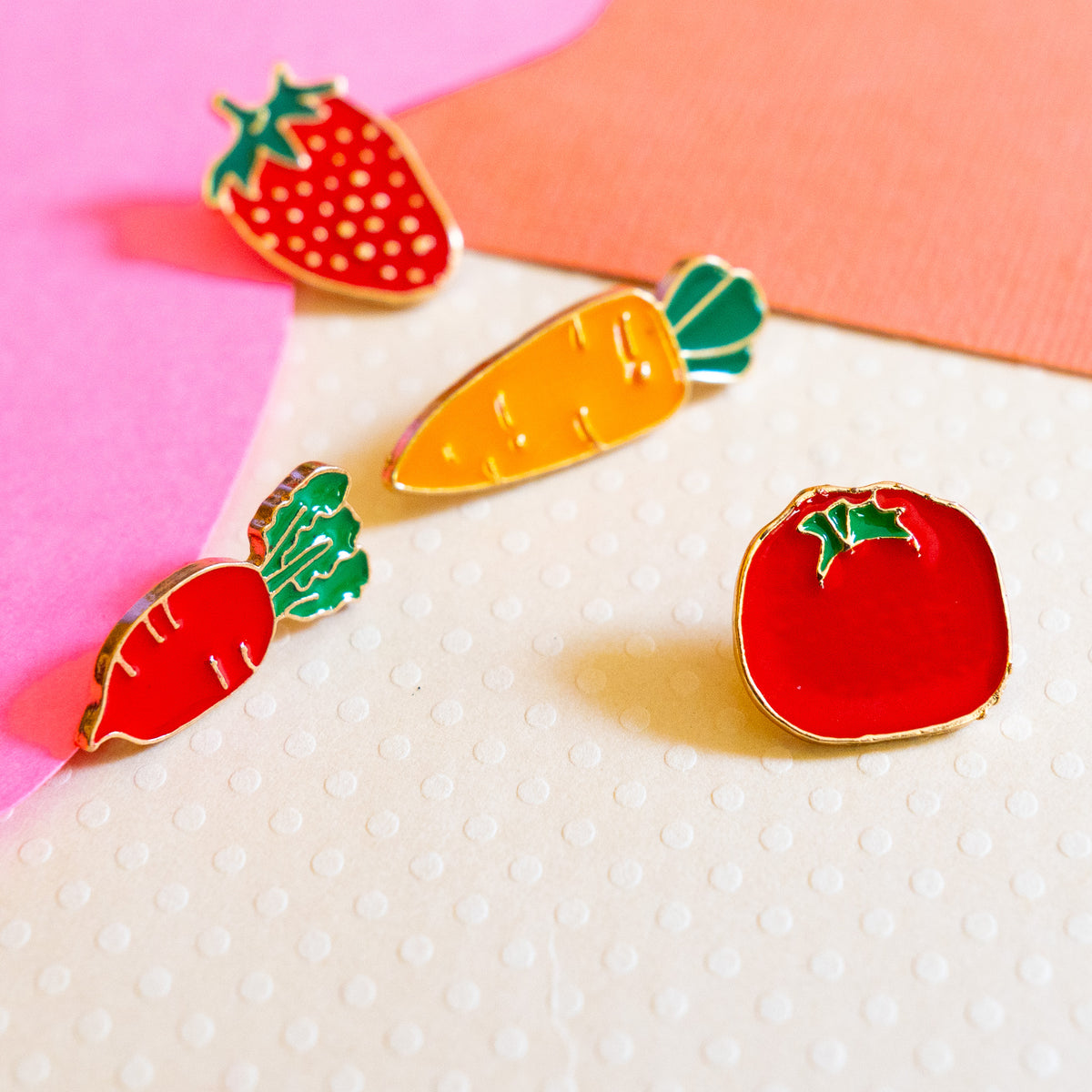 Tiny Fruits And Vegetable Pin Set