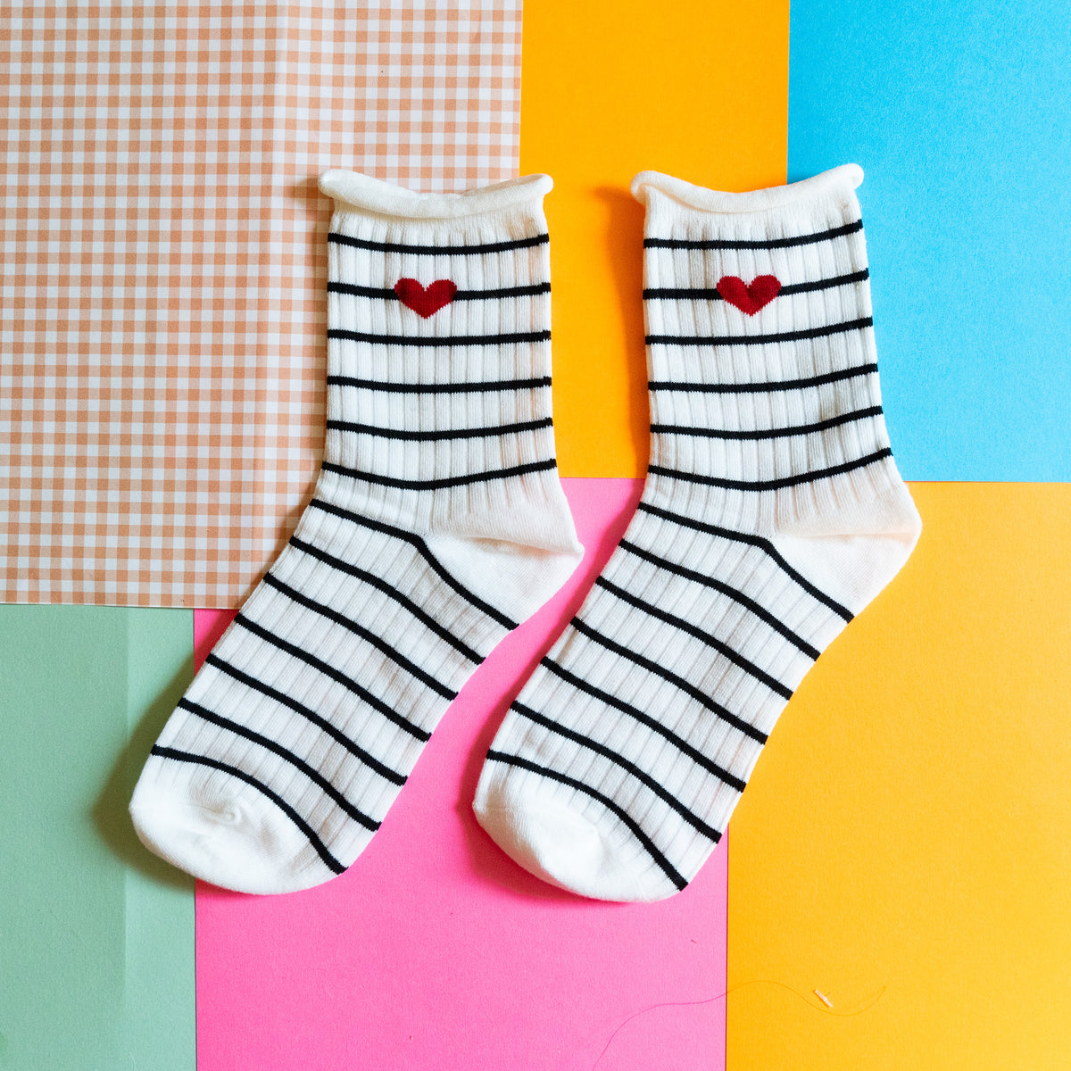 Stripes And Hearts Socks