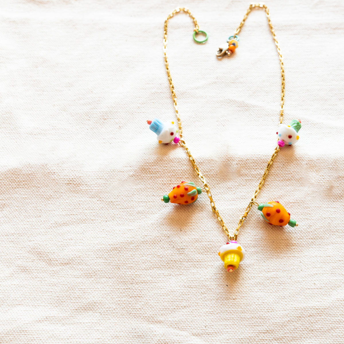 Strawberry Cupcake Charm Necklace