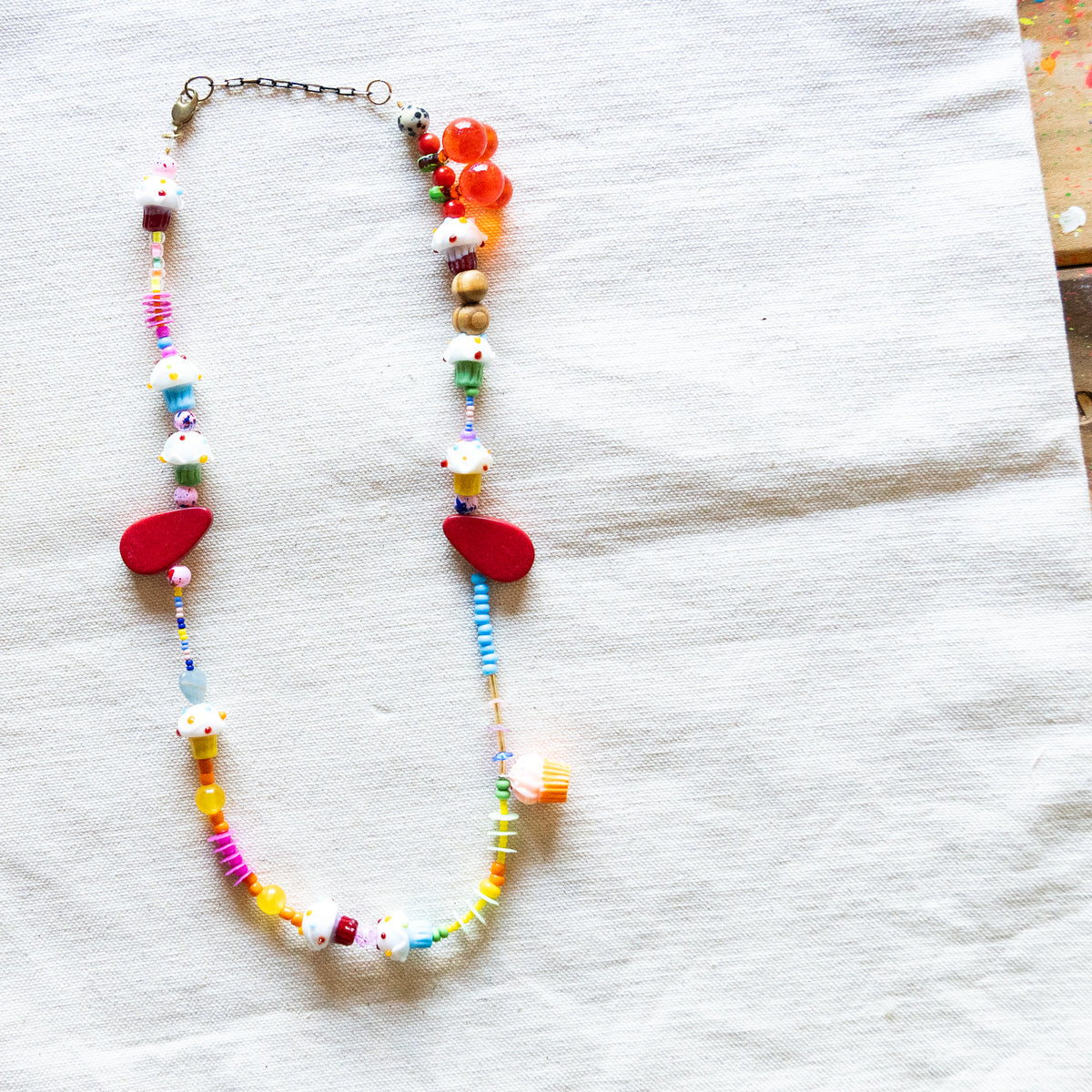 Cherry Cupcake Bead Necklace