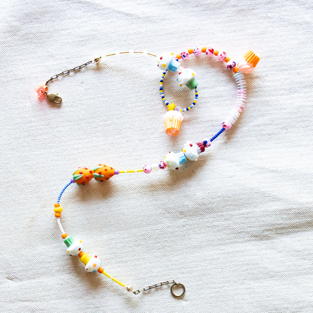 Strawberry Cupcake Bead Necklace