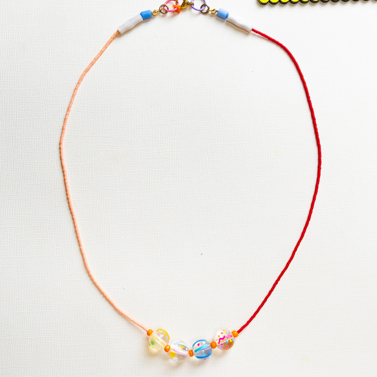 Blush And Red Bead Necklace