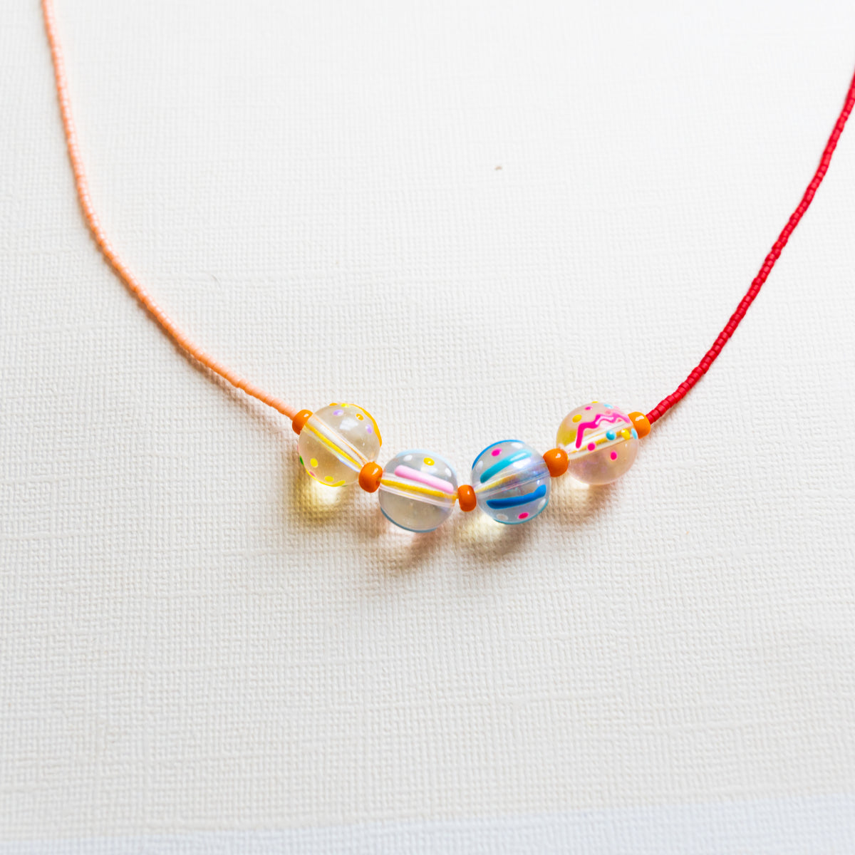 Blush And Red Bead Necklace