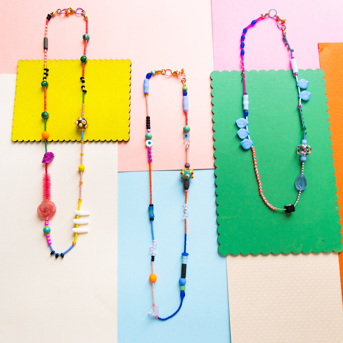 Blue Leaf Beaded Necklace