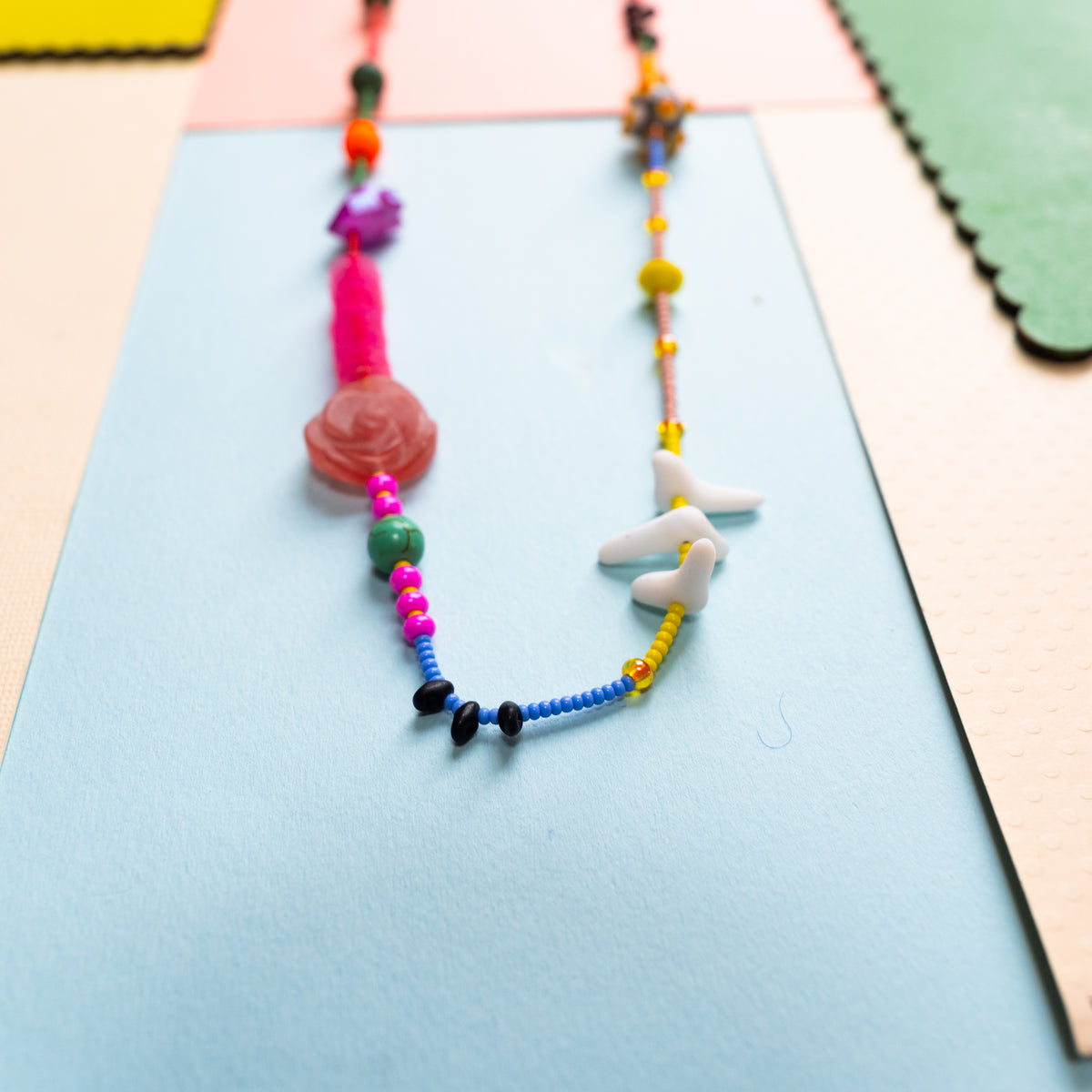 Rose And Stone Beaded Necklace
