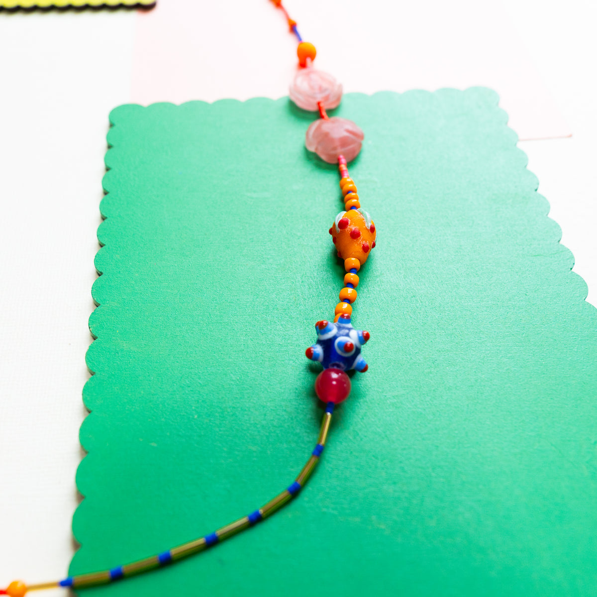 Roses And Strawberry Beaded Necklace