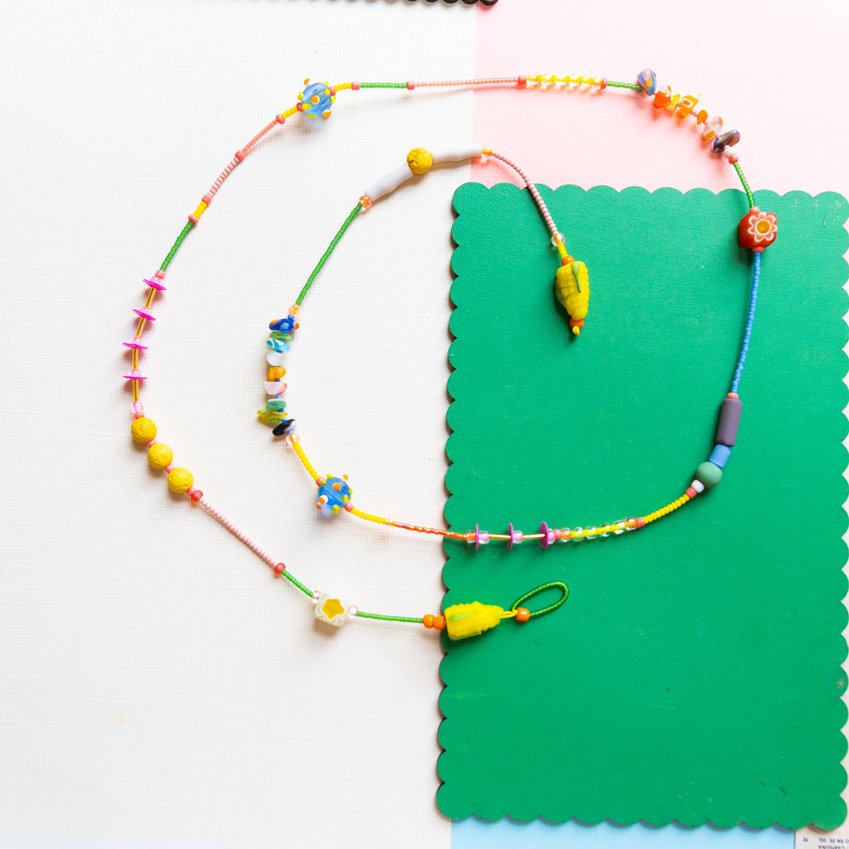 Corn Bead Lariat Necklace