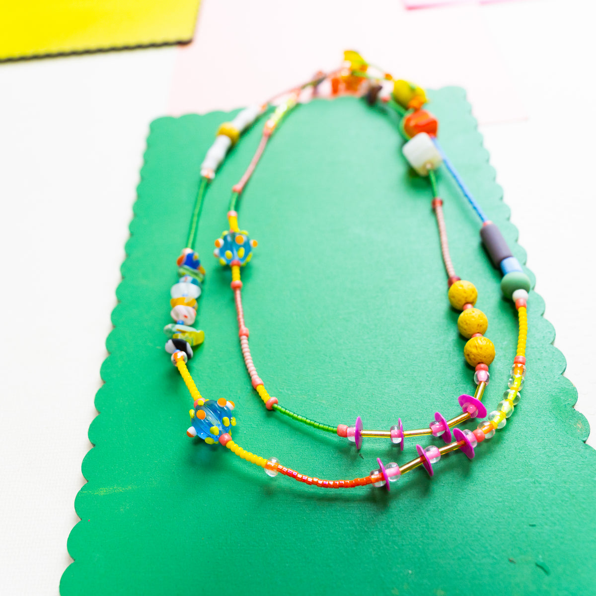 Corn Bead Lariat Necklace