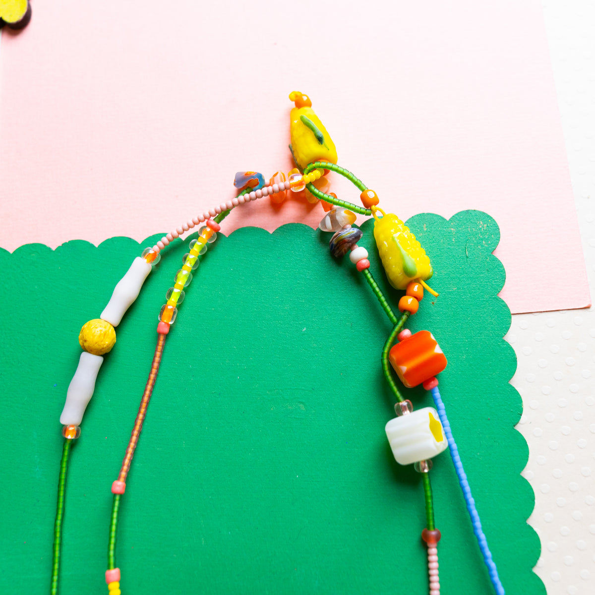 Corn Bead Lariat Necklace