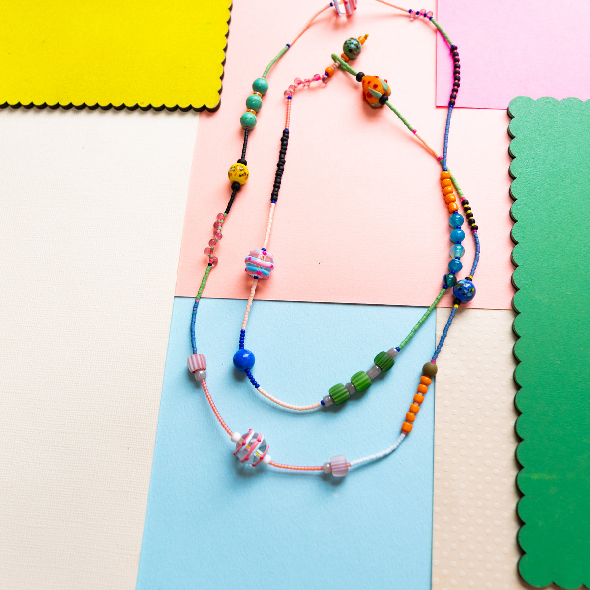 Strawberry Bead Lariat Necklace