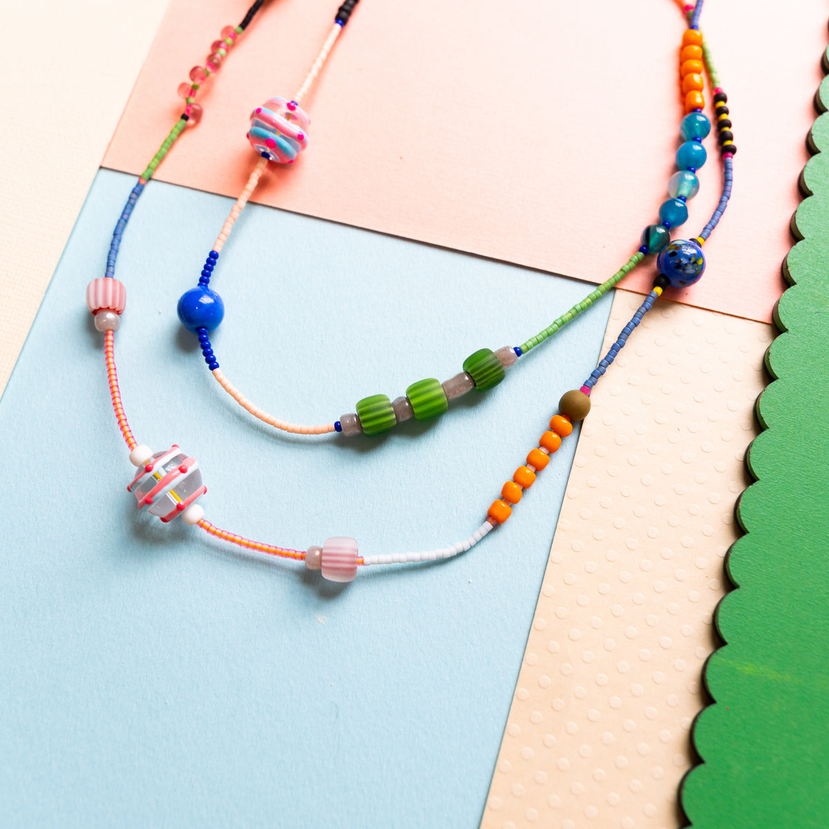 Strawberry Bead Lariat Necklace