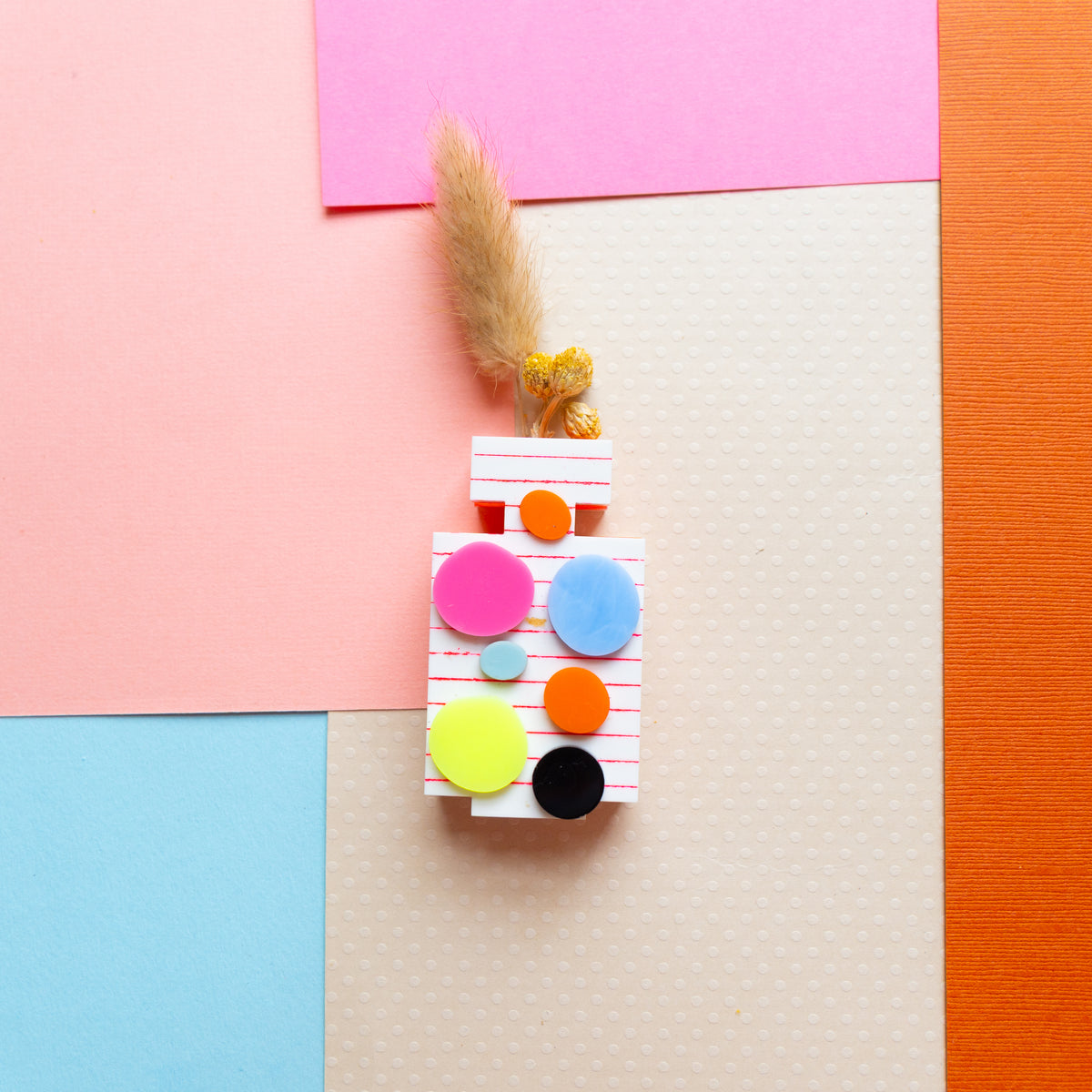 Tiny Lucite Vase In Purple White