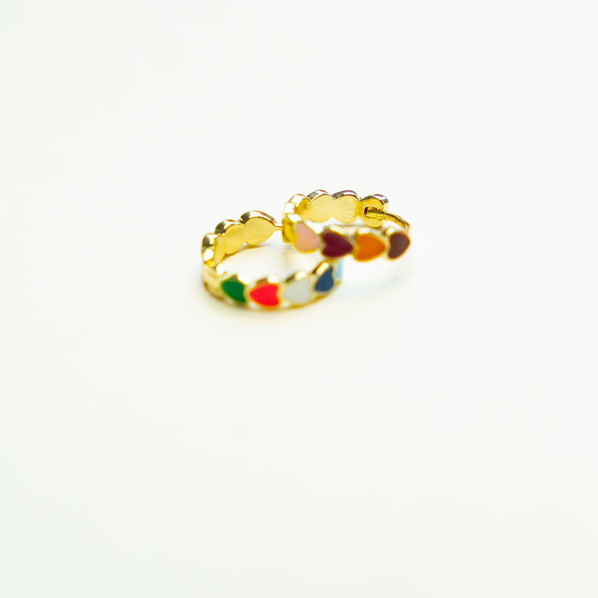 Rainbow Heart Hoop Earrings