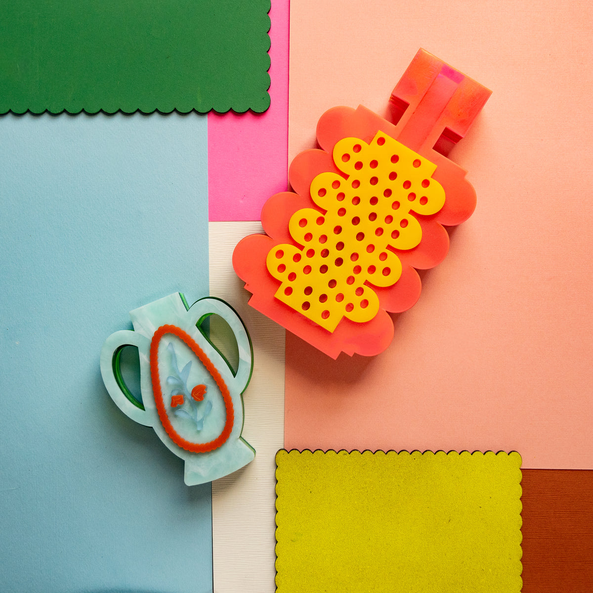 Minty Victorian Lucite Vase