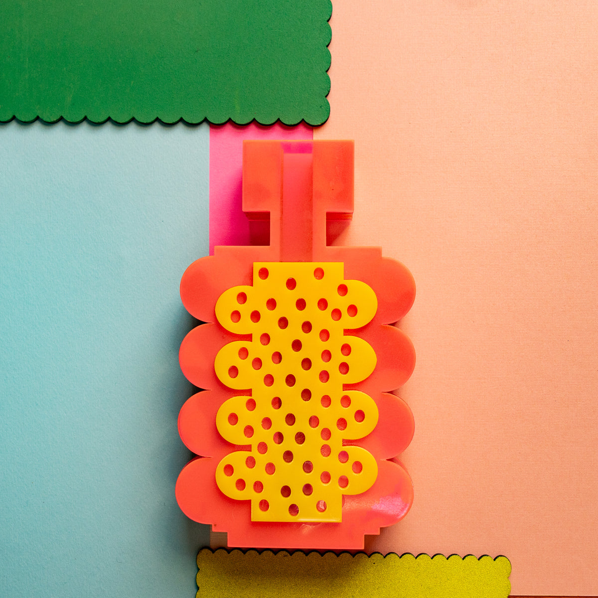 Scalloped Hot Pink Lucite Vase