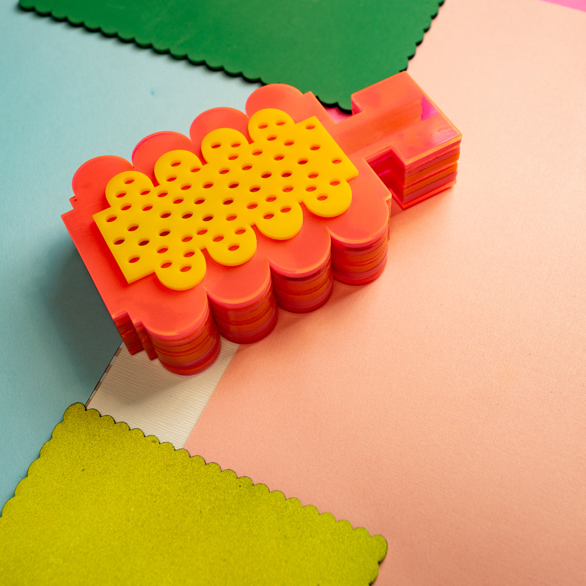 Scalloped Hot Pink Lucite Vase
