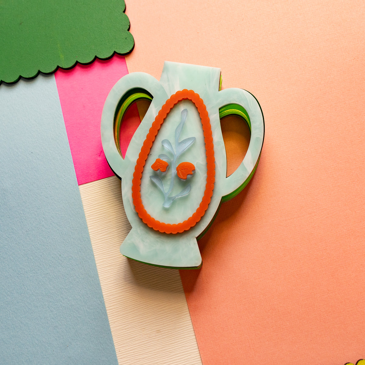 Minty Victorian Lucite Vase