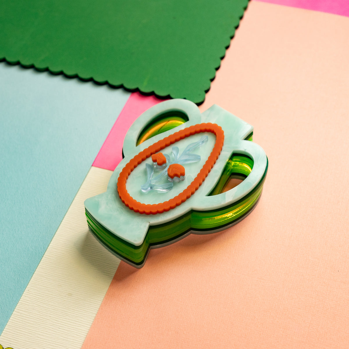 Minty Victorian Lucite Vase