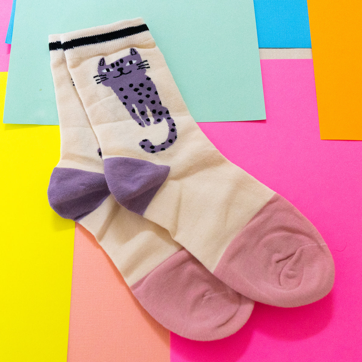 Purple Kitty Cat Socks