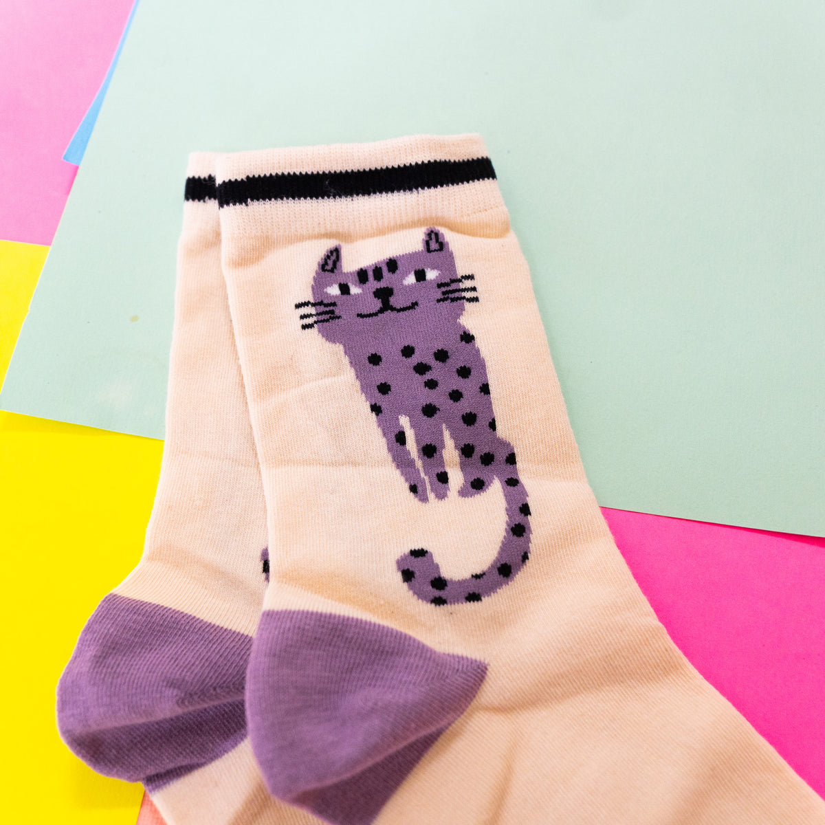 Purple Kitty Cat Socks