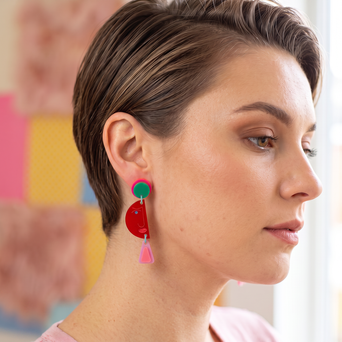 Geometric Face Earrings