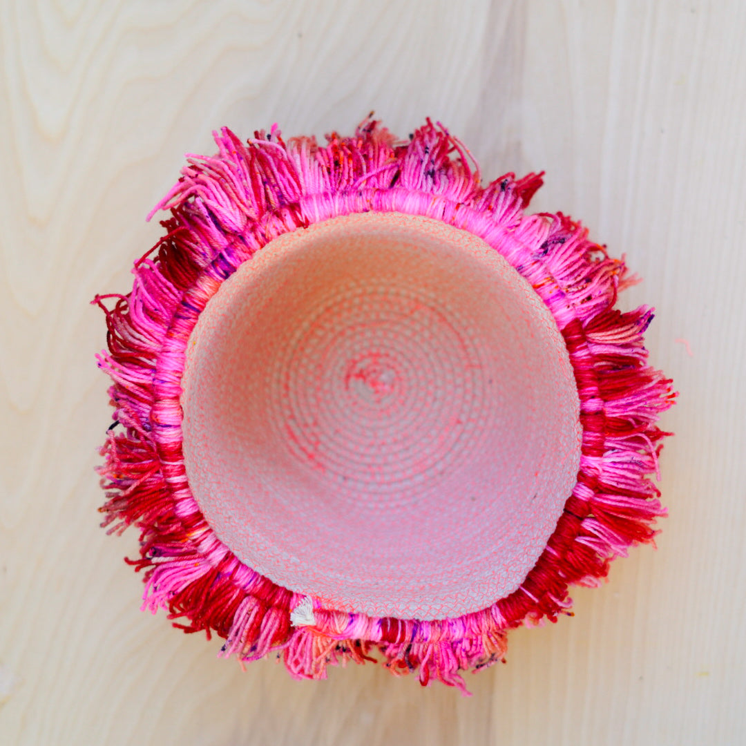 Pink Hand Dyed Fringe Basket