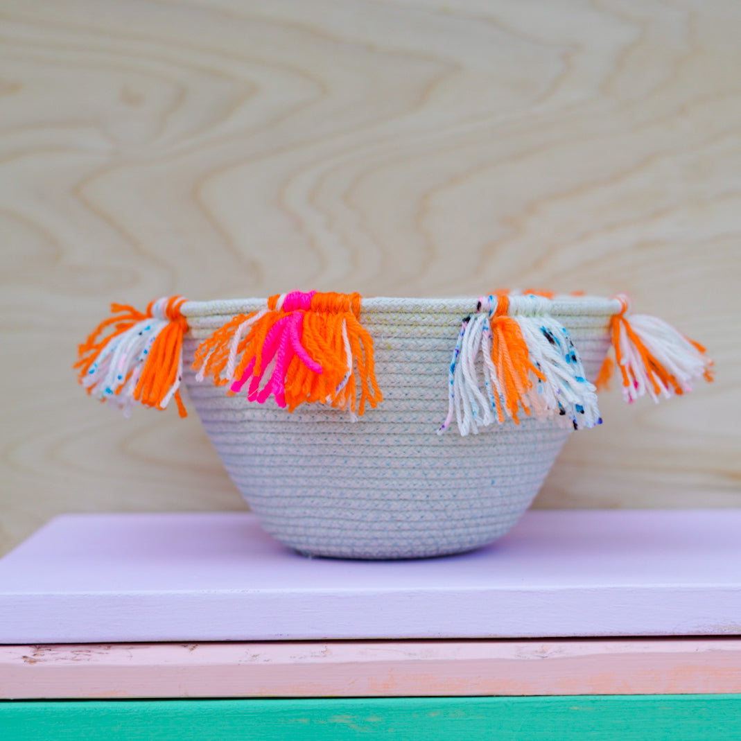 Orange Hand Dyed Fringe Basket